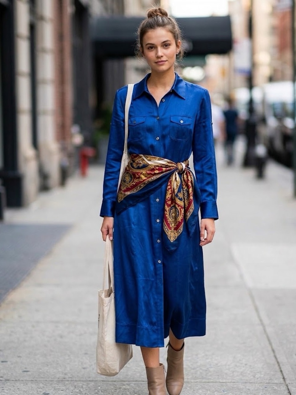 Silk Dress Martin + Osa Midnight Blue 3/4 Sleeve Y2K